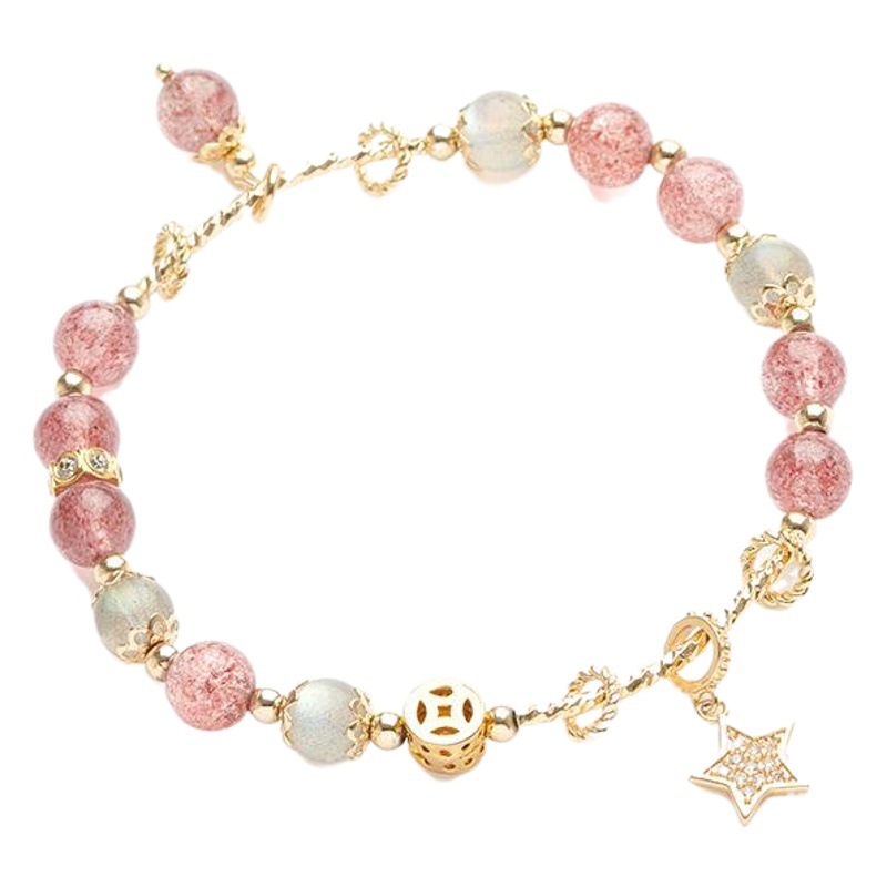 Badu pulsera de cristal niñas Rosa pulsera de cristal joyas novias Regalo de Cumpleaños empujar niñas