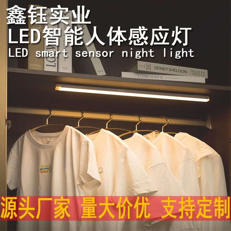 Индукционный ночник человеческого тела Интеллектуальный автоматический беспроводной зарядный длинный полосы Магнитная лампа Шкаф Винный шкаф Коридор Спальня