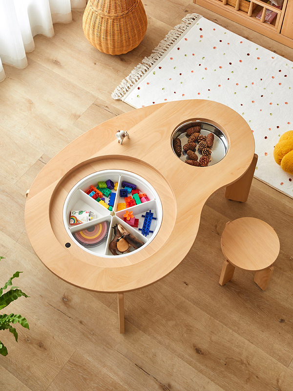 Ximu Solid Wood Multifunctional Building Block Table Children's Game Table Baby Peanut Table Large Particle Toy Table