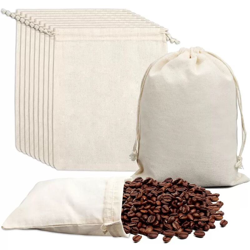 Cross-Border Natural Cotton Drawstring Pouches, Eco-Friendly Dust-Proof Storage Bags, Coffee Bean Storage Bags, Customizable with Logo, Wholesale Cross-Border Natural Cotton Drawstring Pouches, Eco-Friendly Dust-Proof Storage Bags, Coffee Bean Storage Bags, Customizable with Logo, Wholesale