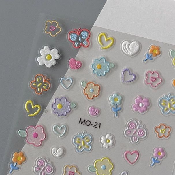 Popular Korean-style small flower embossed 3D nail art stickers on Xiaohongshu, cartoon DIY waterproof embossed stickers, pen holder stickers Popular Korean-style small flower embossed 3D nail art stickers on Xiaohongshu, cartoon DIY waterproof embossed stickers, pen holder stickers