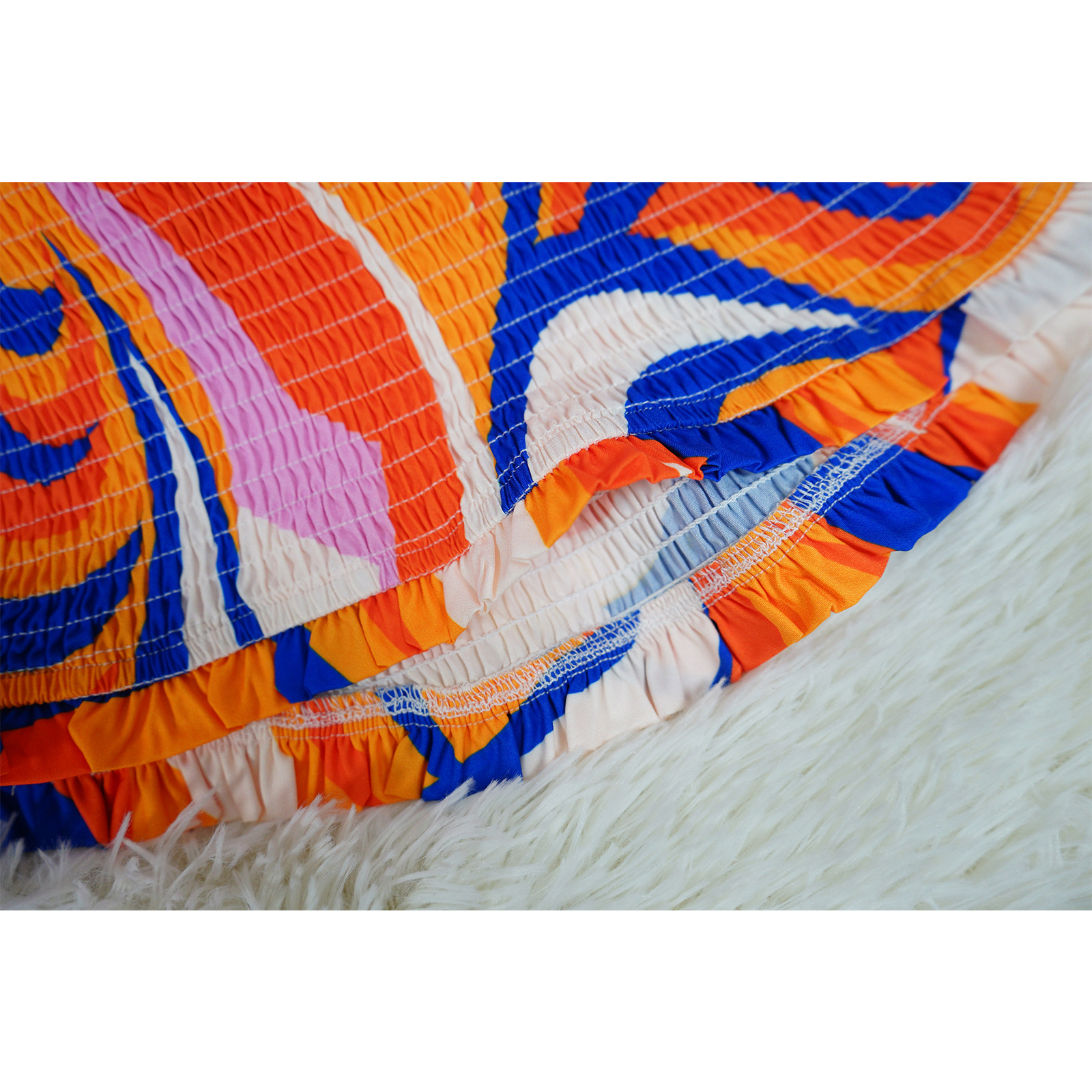 Women Clothing Sexy Sleeveless Backless Skirt Printed Two Piece Suit