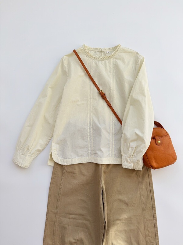 Lace Collar Shirts Are Super Versatile and Stylish! French-Style Artistic Cotton Washed Cotton Loose-Fitting Women's Top