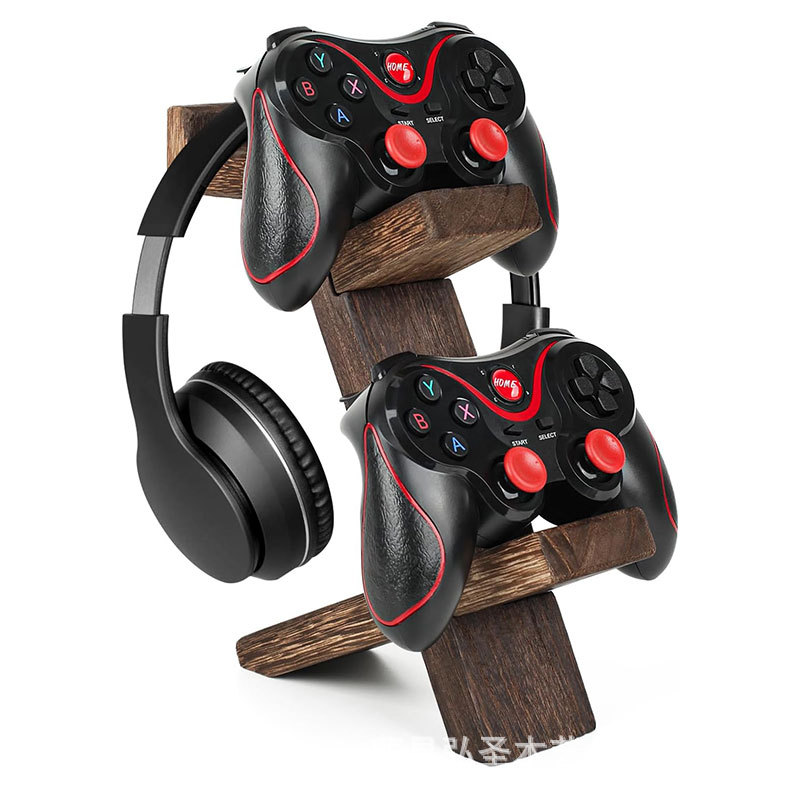 Soporte de controlador de juegos de madera Soporte de auriculares Controlador universal de 2 capas Soporte de almacenamiento de juegos Soporte de almacenamiento de auriculares