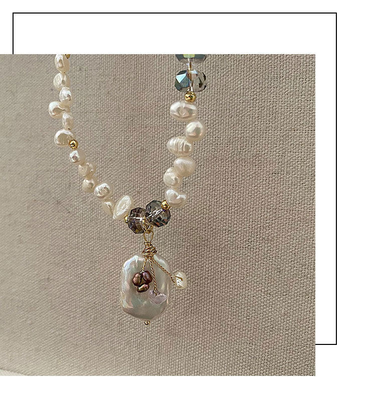 Casual, Family Gathering, Date Occasion 304 Stainless Steel, Artificial Gemstones, Freshwater Pearl Material Freshwater Pearl Titanium Steel Beaded Chain Plating Irregular Geometric Necklace