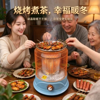 鸟笼取暖器家用小型电暖器办公室桌下烤火炉速热煮茶烧烤暖脚神器