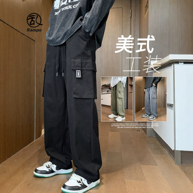 Men's Cargo Pants 2026 Spring New American Style Loose Wide-Leg Straight Pants Men's Trendy Sports Casual Long Pants Men's Cargo Pants 2026 Spring New American Style Loose Wide-Leg Straight Pants Men's Trendy Sports Casual Long Pants