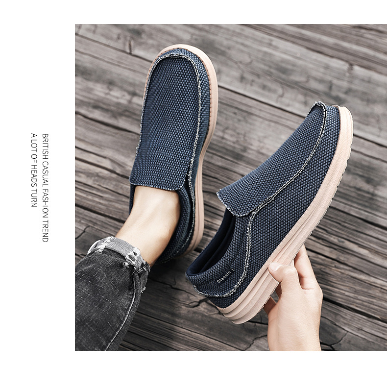 New Men's Loafers Cross-border , Casual For Men, Flat Canvas Shoes, Ultra-lightweight, Large Size Slip-on Shoes_vogvips.com