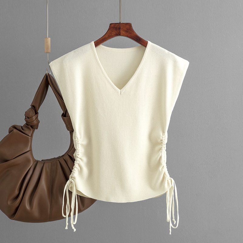 210g Weight Sleeveless Sleeve Length Viscose fiber Fabric Type Regular Top Length T-shirt Tops Type Daily Occasion V Neck Neckline Slim Fit Type Solid Color Pattern Summer Season Women's Gender Simple Style Style Wholesale Women's Simple Style Solid Color Sleeveless T-Shirts 6