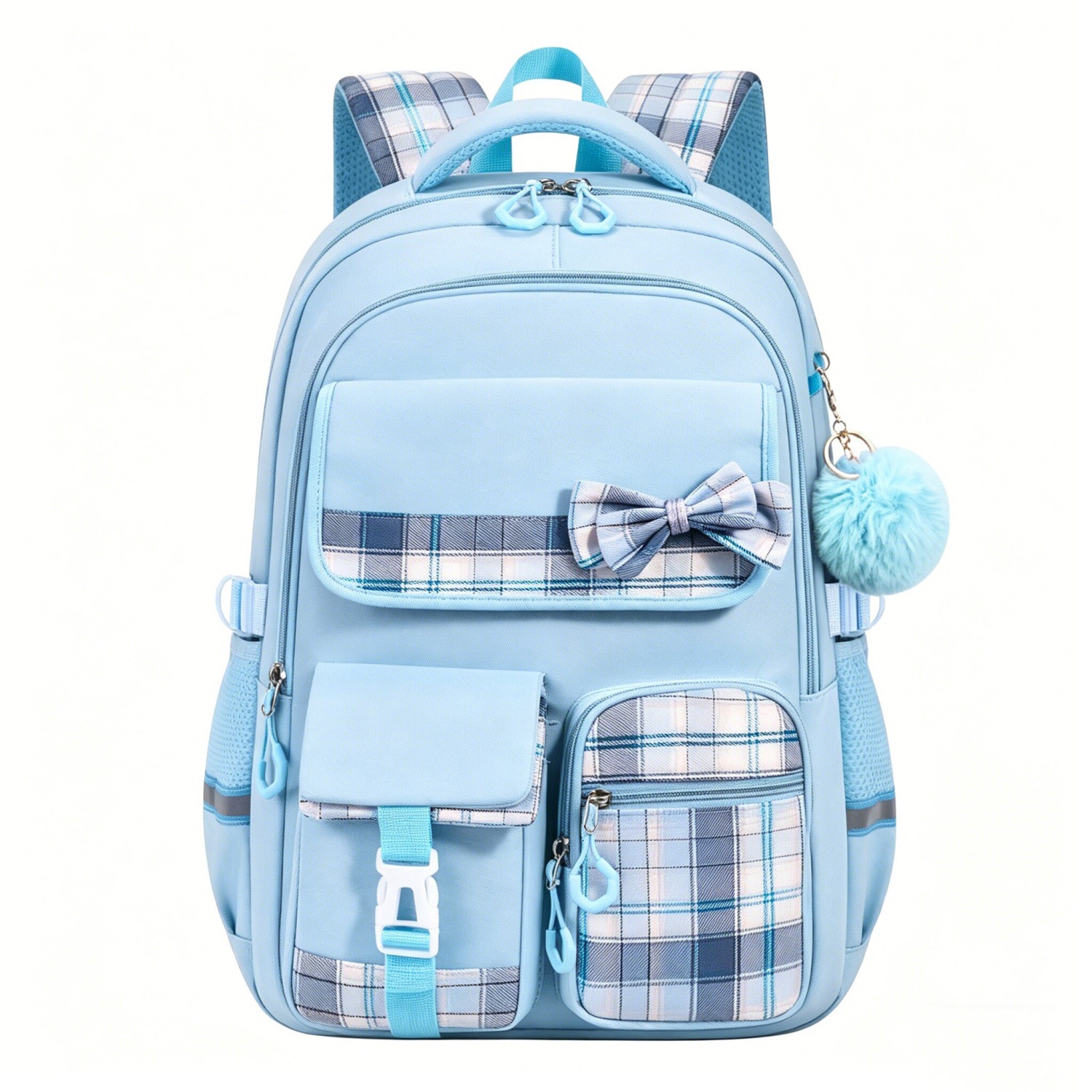 Neues grenzüberschreitendes Schleife-Dreibestandteile-Set Schulrucksack große Kapazität Doppeltragegurte für Mittel- und Oberschülerinnen sowie Studentinnen