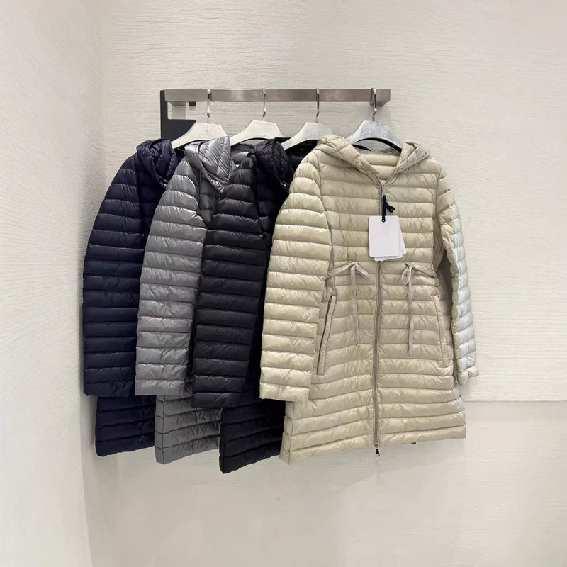 24m Home Autumn and Winter Women's Barbel Slim Fit Lightweight down Jacket Casual Mid-Length Hooded down Jacket