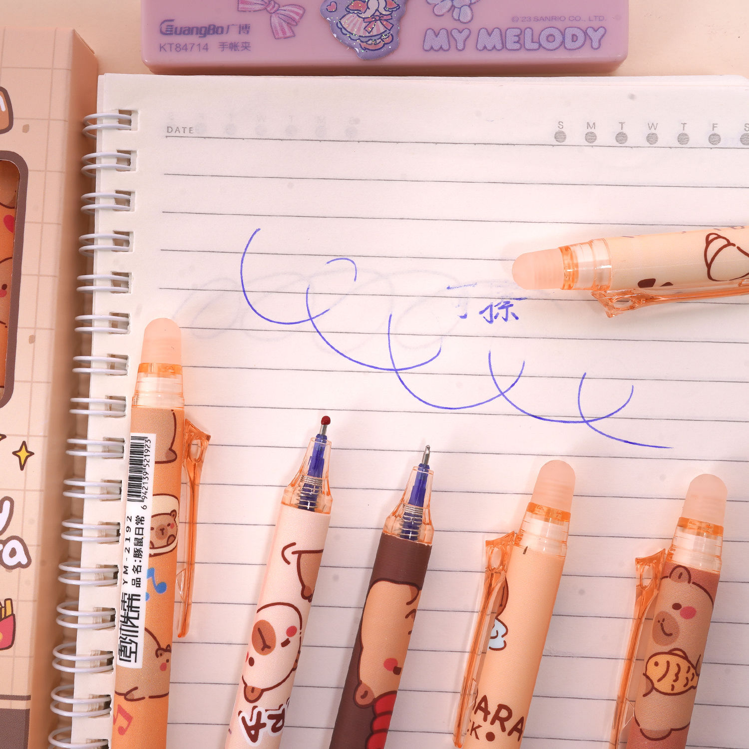 Capibara borrable lápiz neutro rojo azul borrable bolígrafo especial para estudiantes dibujos animados lindos rojo en línea.