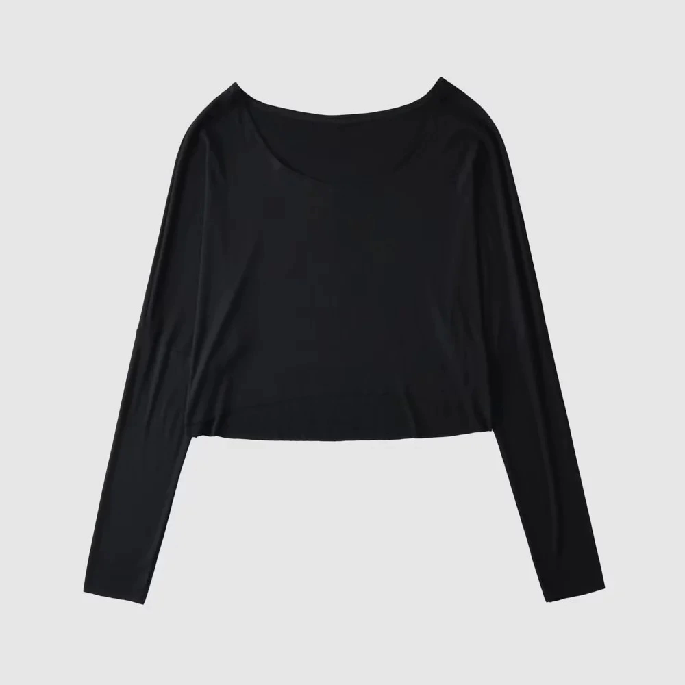 Короткие базовые длинные рукава, европейский стиль, slim fit, свободный крой, квадратный вырез, облегающий