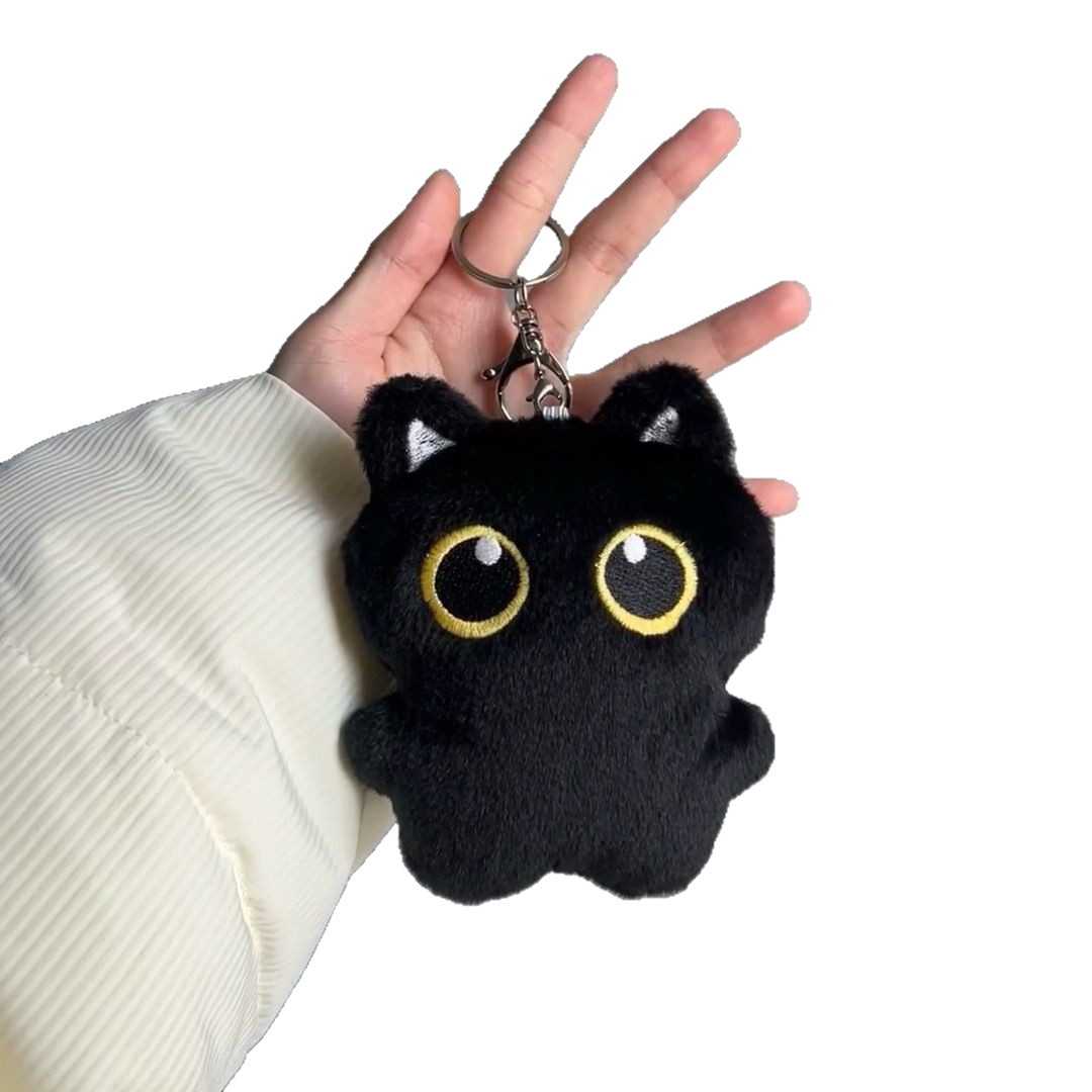 漫画黒猫人形人形きしむバッグペンダント猫のおもちゃ小さなペンダントカップルかわいいギフトぬいぐるみ