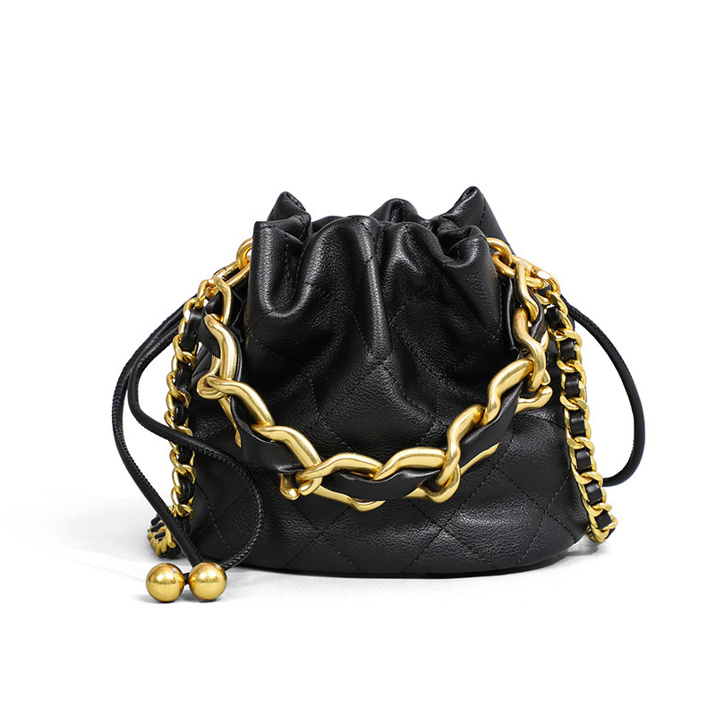 Women's 2026 Summer New High-End Crossbody Bucket Bag, Niche Handbag With Chain Strap, Leather Shoulder Bag - Thumbnail 5
