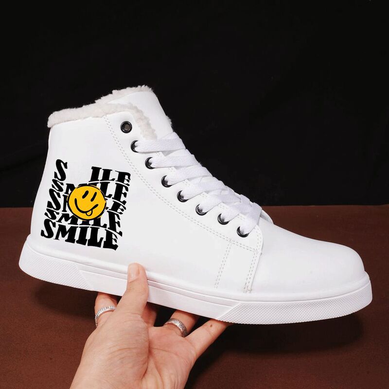 High-Top White Sneakers with Added Fleece Lining High-Top White Sneakers with Added Fleece Lining