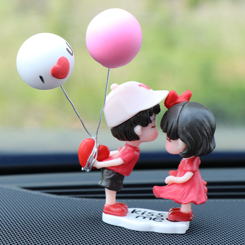 Cute Cartoon Personality Colorful Balloon Couple Car Ornaments Women's Light Luxury Car Interior Decoration