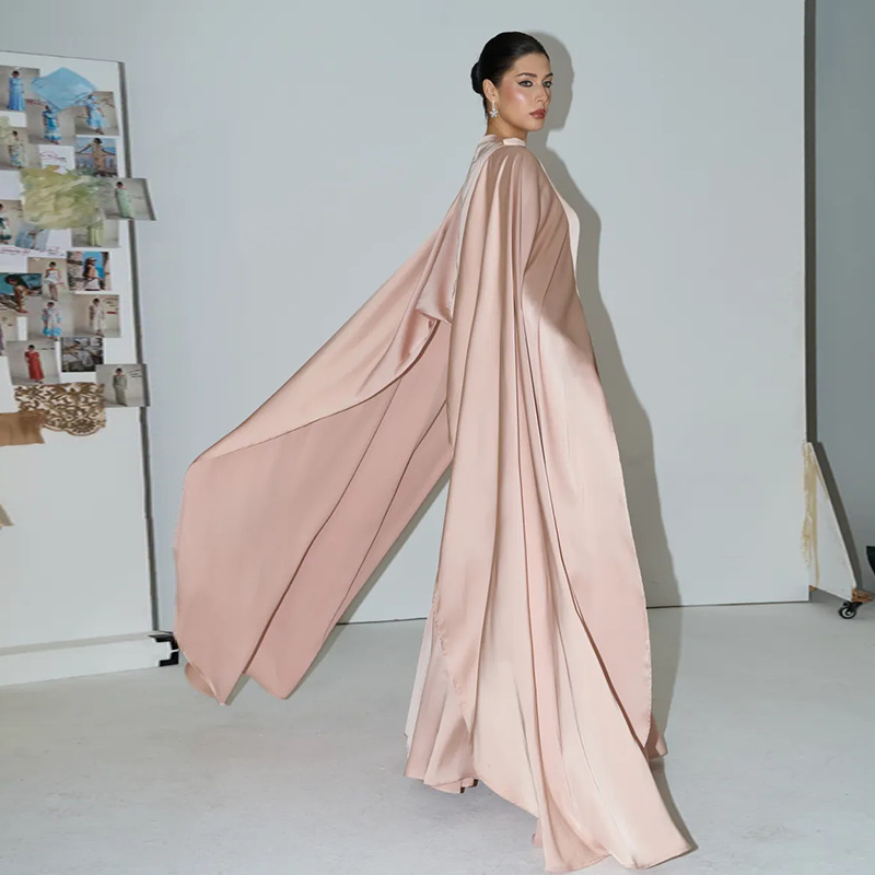 French-style champagne satin gown, floor-length dress, 2026 autumn new model, elegant dress with scarf and shawl for women French-style champagne satin gown, floor-length dress, 2026 autumn new model, elegant dress with scarf and shawl for women