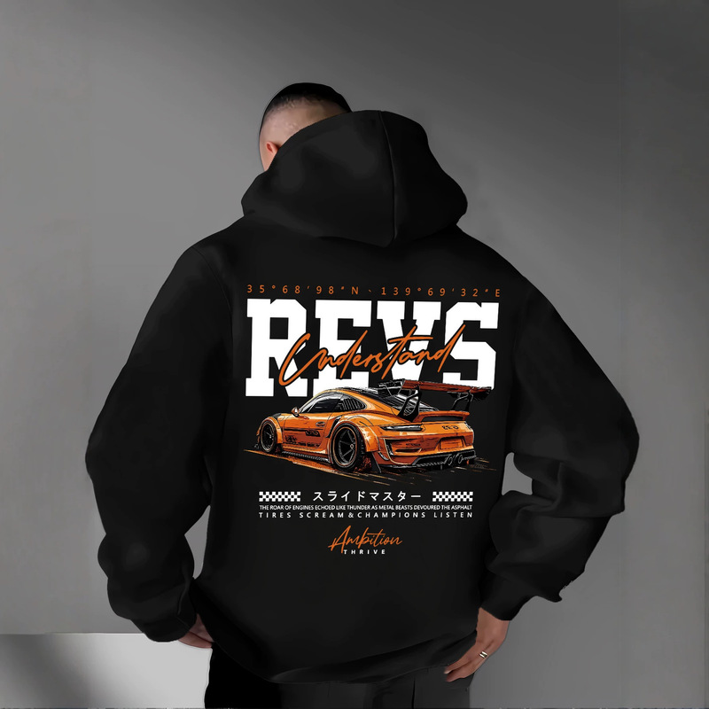Porsche sports car Japanese latitudinal and longitudinal coordinates Japanese print loose hooded sweatshirt for men and women casual pullover top Porsche sports car Japanese latitudinal and longitudinal coordinates Japanese print loose hooded sweatshirt for men and women casual pullover top
