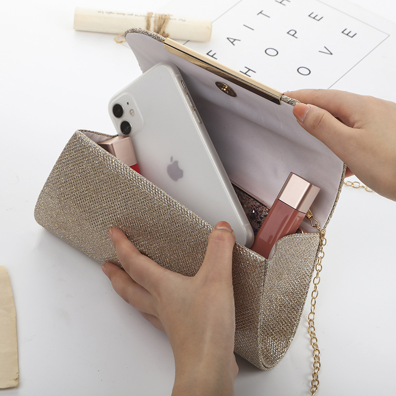 Gold Silver Black Polyester Marble Square Evening Bags display picture 5