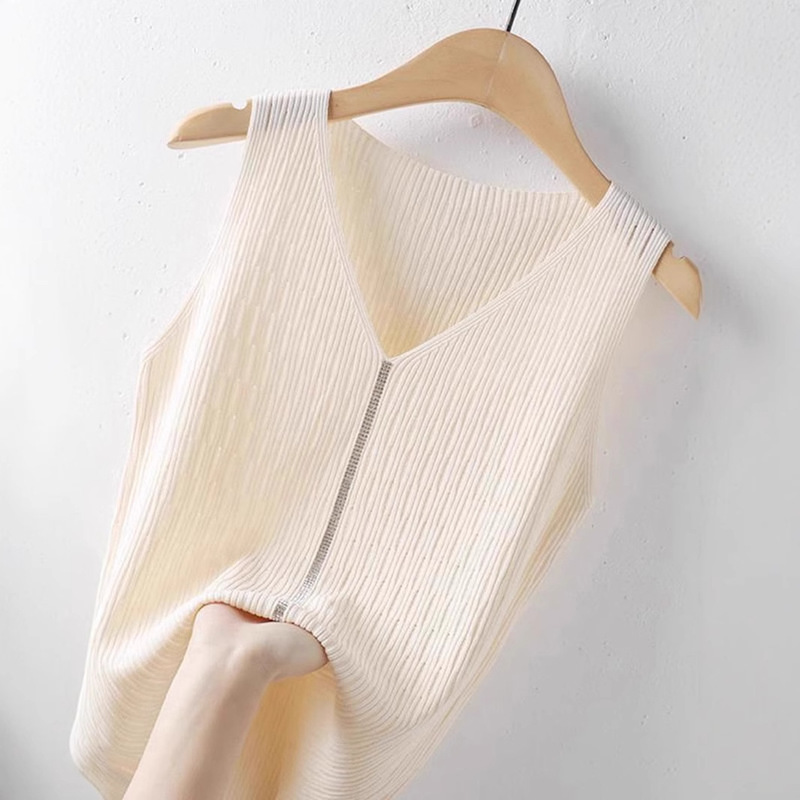 Camisole Women's Inner Wear 2025 Summer Short Knitwear Women's Sleeveless Versatile Ice Silk Thin Top A4595