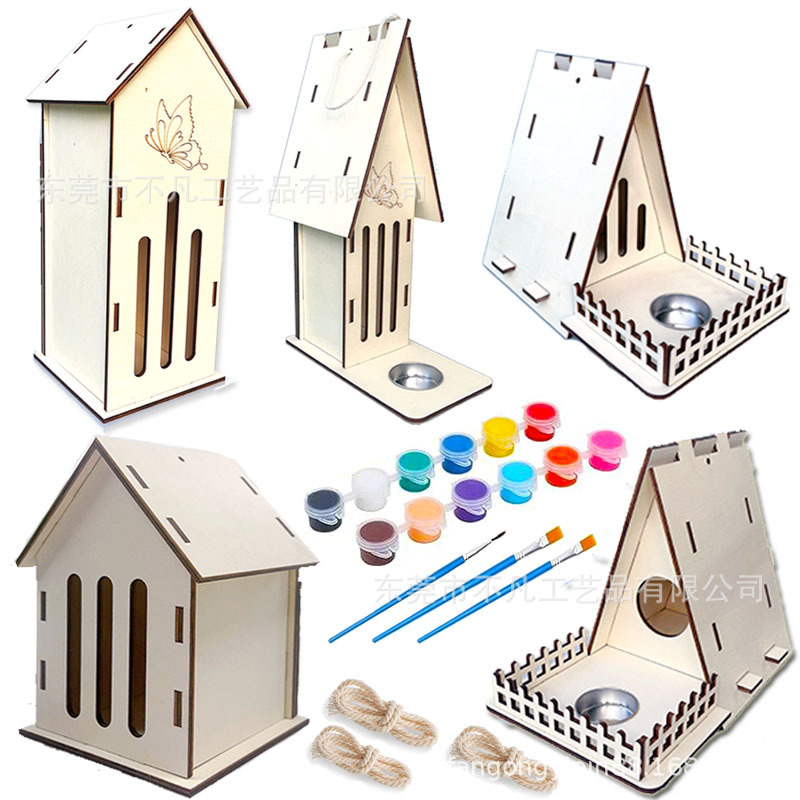 Amazon 木製バタフライハウス屋外バタフライフィーダー子供 DIY 落書きおもちゃ木製鳥の巣ペンダント|undefined