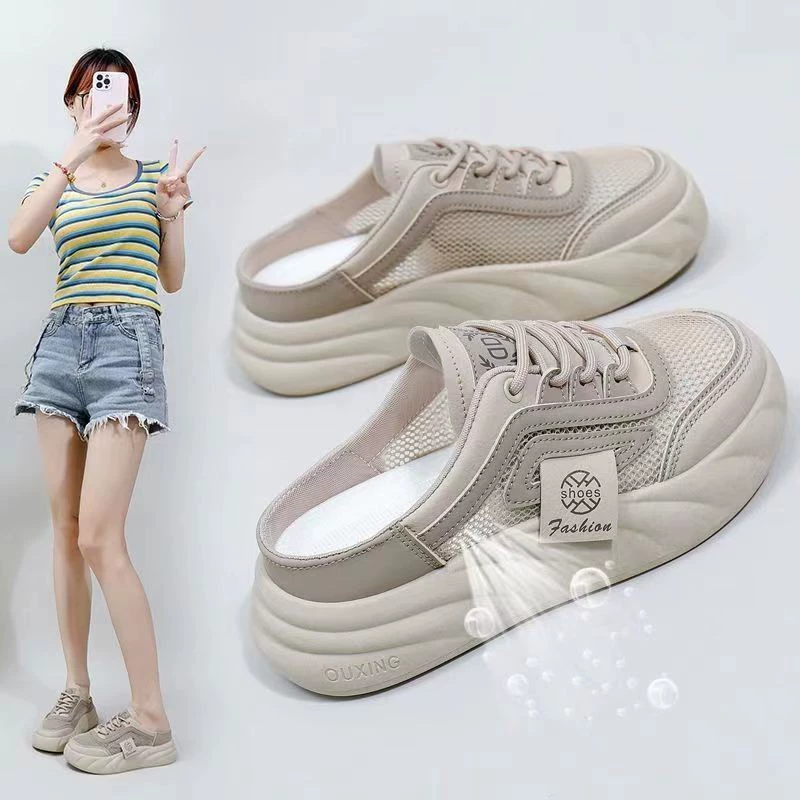 Полу-тапочка женщина 2024 летом новая сетка