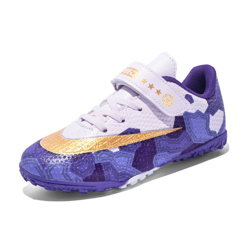 Scarpe da calcio transfrontaliere per bambini Scarpe da calcio sportive per allenamento con piede in pelle per studenti adolescenti con fibbia in velcro_voghion.com