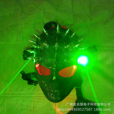 激光幻彩節發光面具萬聖骷髅LED面罩鈕釘氣氛道具跨境酒吧鬼臉
