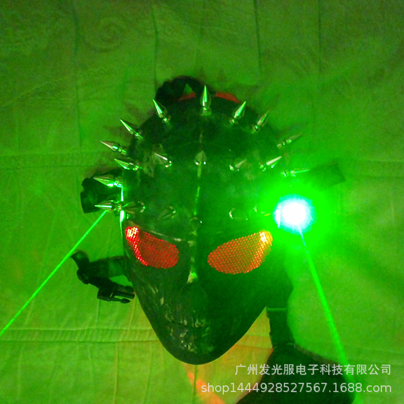 激光幻彩節發光面具萬聖骷髅LED面罩鈕釘氣氛道具跨境酒吧鬼臉