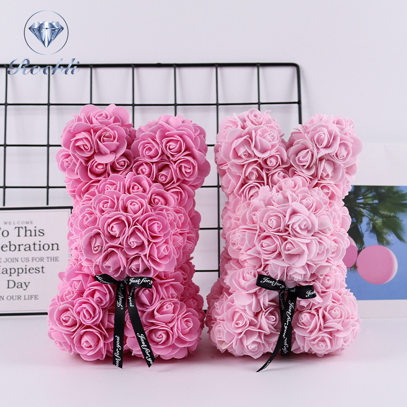 玫瑰花永生花兔子聖誕節PE仿真教師節生日禮物乖乖兔廠家直銷批發