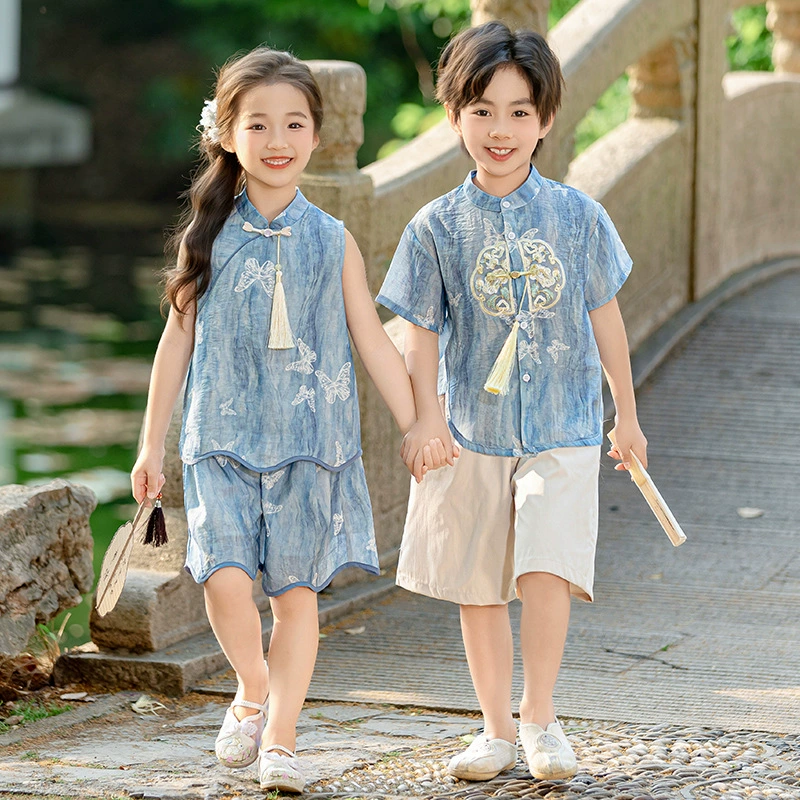 Новые детские костюмы Тан для мальчиков в китайском стиле династии Хань, летние костюмы для девочек в древнем стиле в китайском стиле для учеников начальной школы, танцевальные костюмы на 1 июня