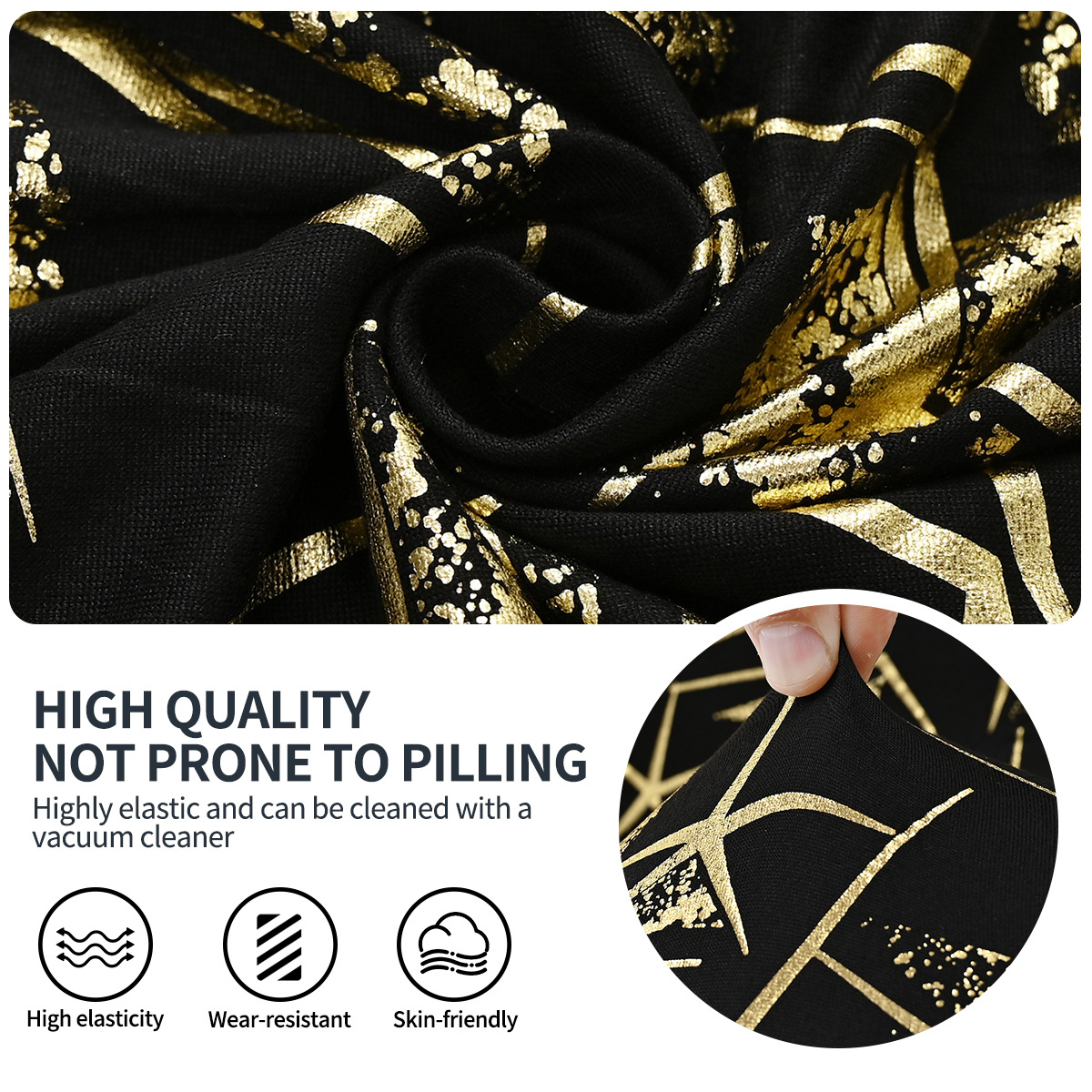 Amazon Cross-border bronceen seda de leche geométrica cubierta de silla de respaldo corto Taburete alto europeo y americano mesa de bar café Internet cubierta de silla elástica