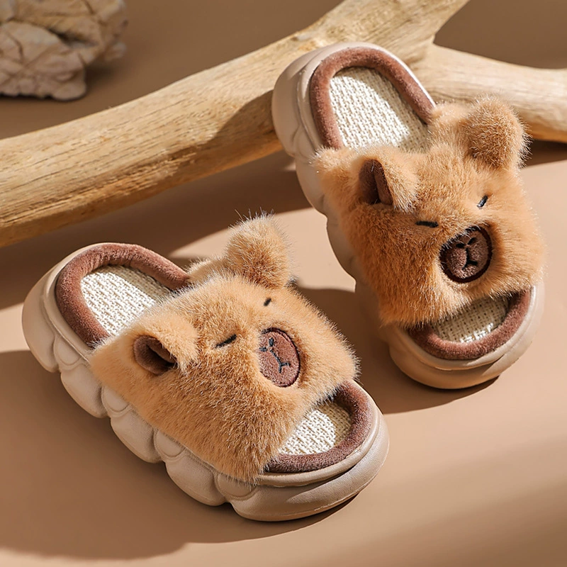 Детские летние нескользящие тапочки, дышащие сланцы, семейный стиль, хлопок и лён