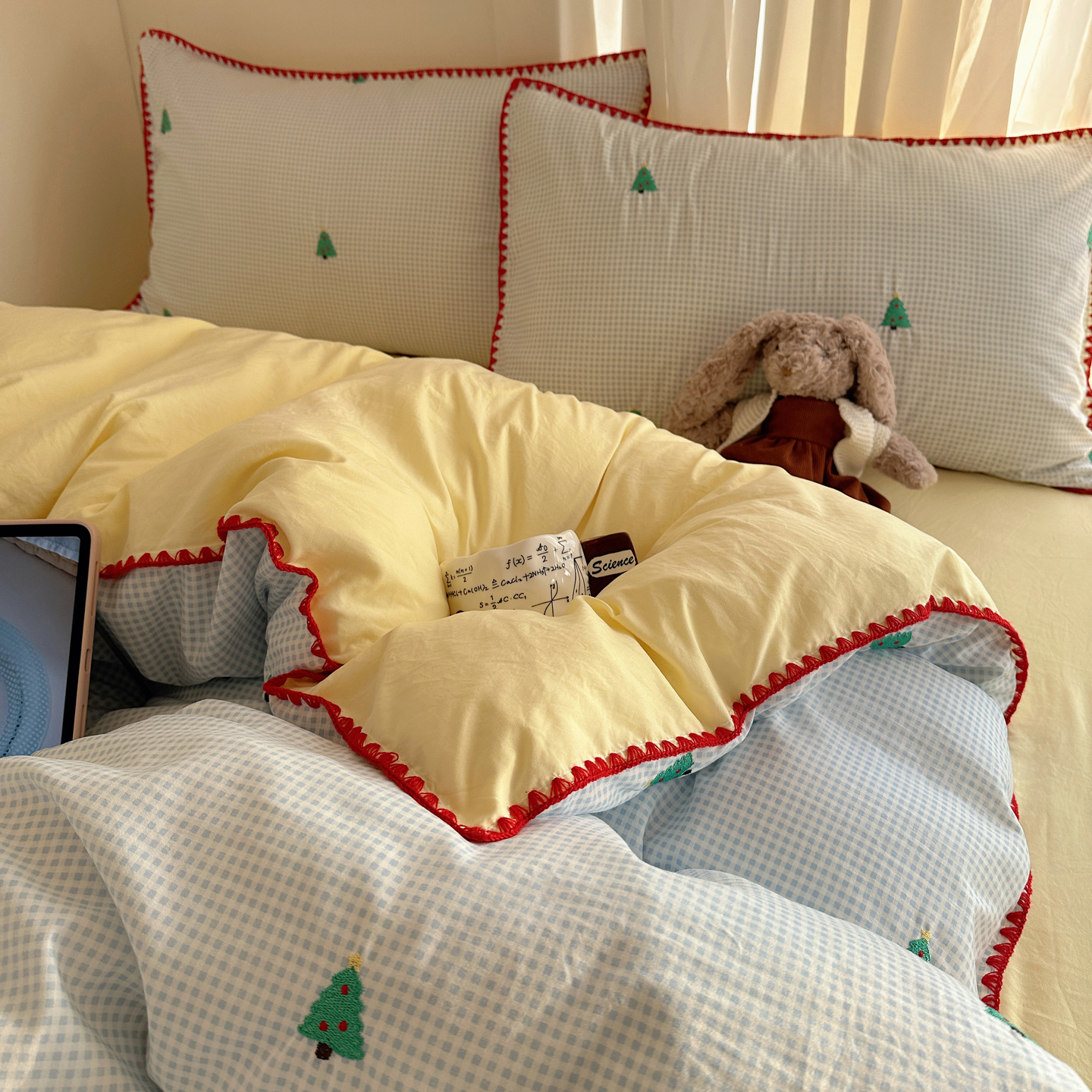 Ice Silk Cooling Duvet Cover Set Pure Cotton Cloud Patterned_voghion.com