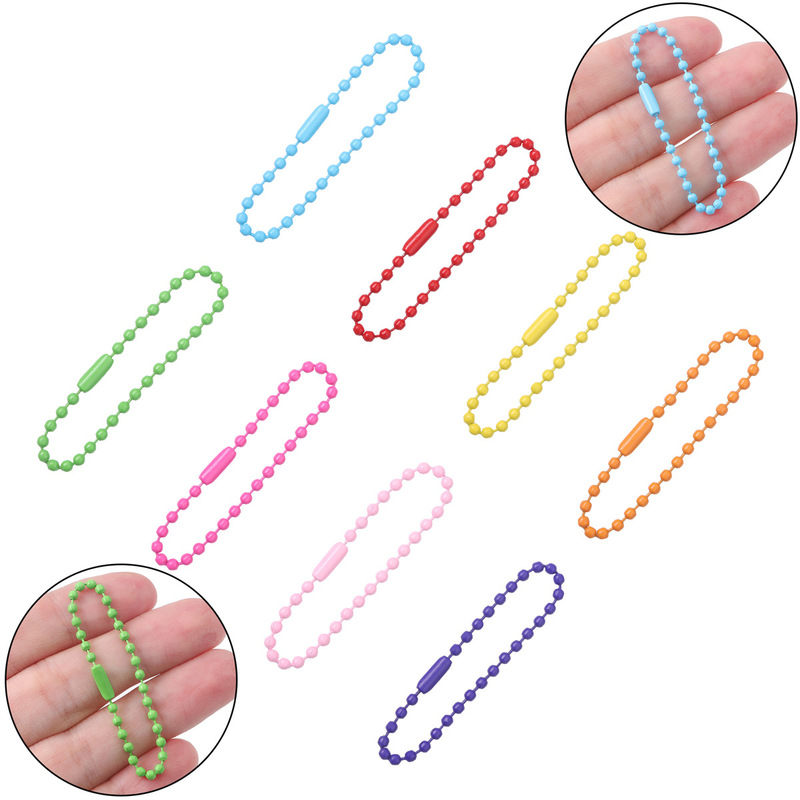 10 color metal paint chain bead chain tag with handmade DIY accessories key chain pendant buckle