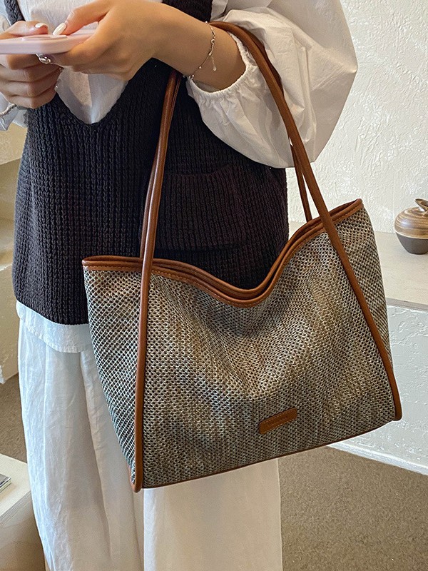 Bolsa de tejido de gran capacidad para mujeres 2026 nueva moda de vacaciones de playa bolsas de brazo de viaje ocio bolsas de hombro image 3