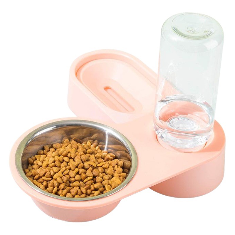 Pet doble tazón de acero inoxidable gato tazón giratorio esquina plegable perro tazón gato alimentador automático de agua potable tazón de comida