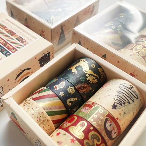 Christmas hot stamping washi tape 8 pieces of hand ledger tape creative decoration material hand ledger tape Christmas gift