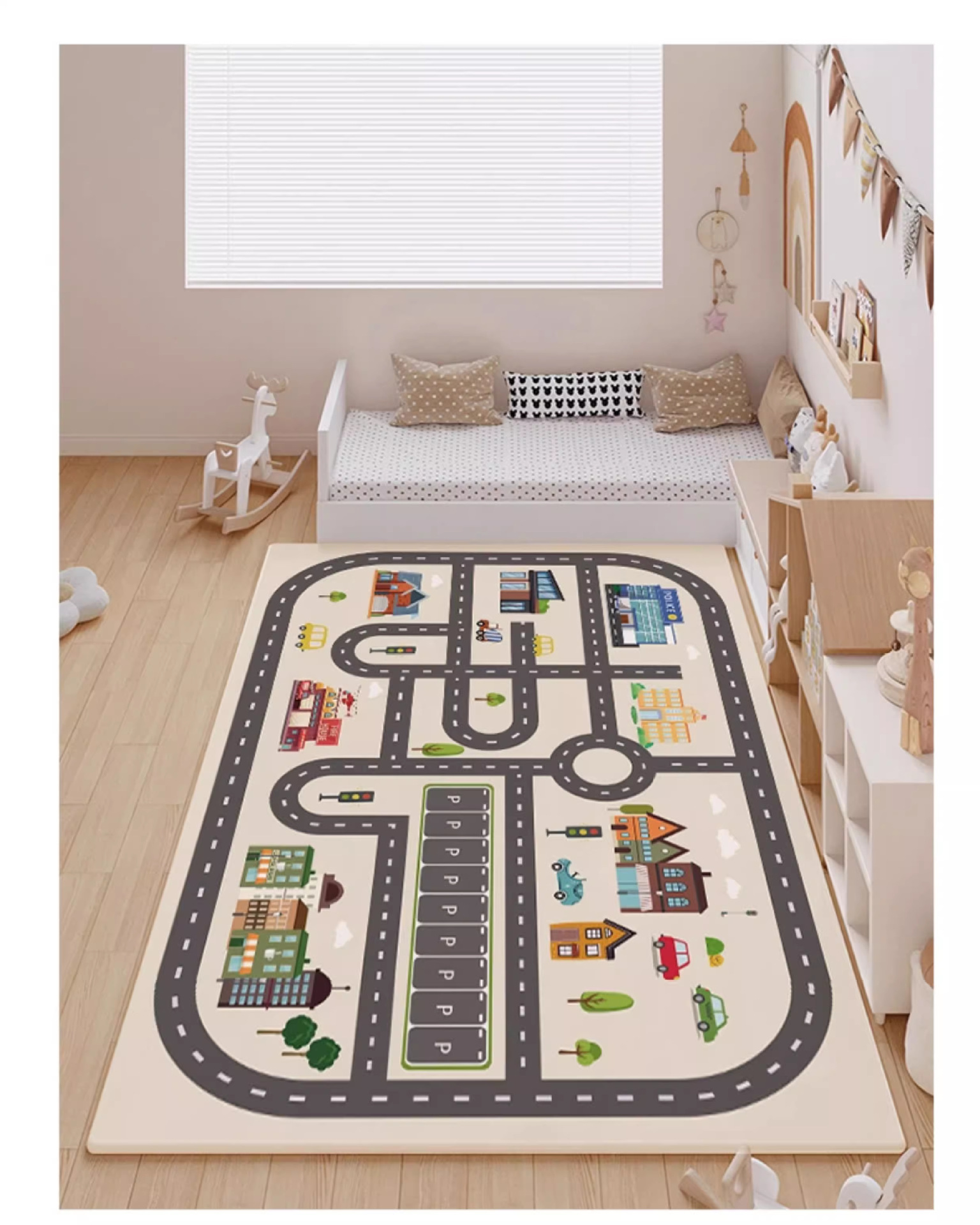Living Room Balcony Large Size Baby Crawling Mat Car Track Parking Lot Children's Game Crystal Velvet Floor Mat