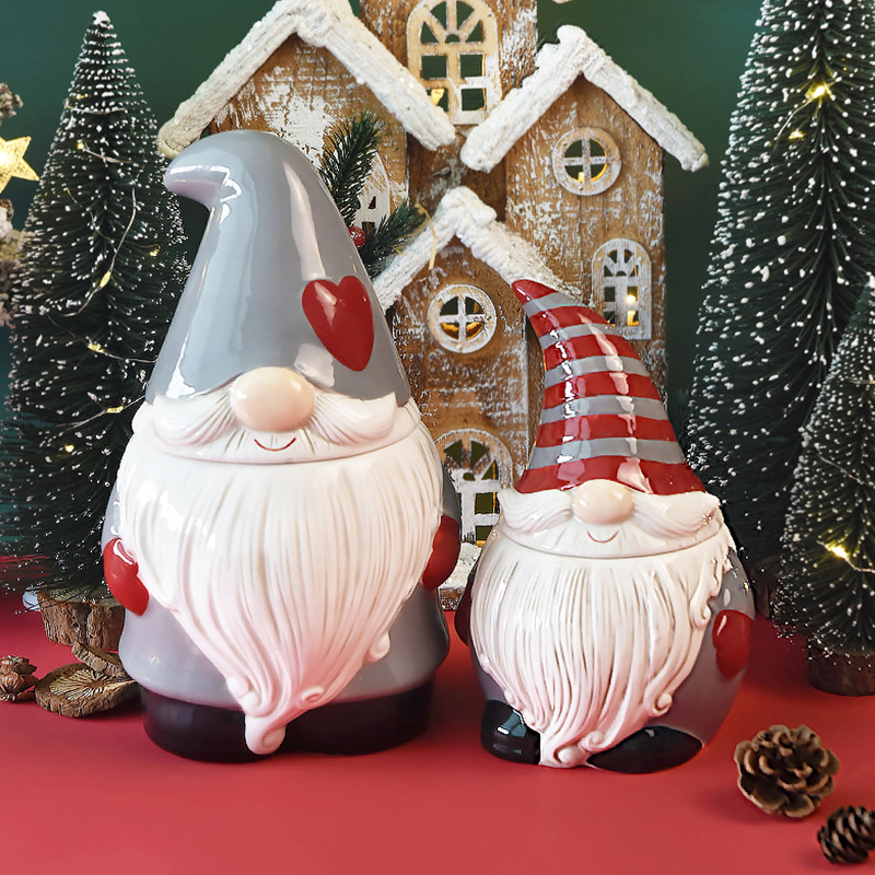 Santa Claus sealed jar creative ceramic jar large capacity household storage jar snack candied fruit storage jar_voghion.com