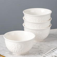 色釉强化陶瓷巴洛克欧式风格浮雕米饭碗汤碗面碗西餐具厂家直销