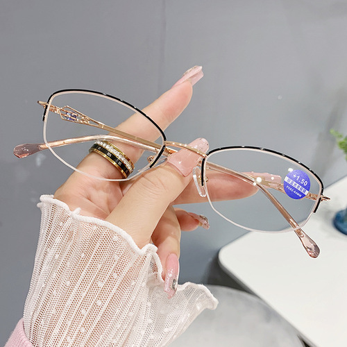 8335 Trendy New Women's Reading Glasses Half-Rim Fashionable Men's Hyperopia Glasses Wholesale Anti-Blue Light Elderly Glasses