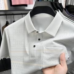 2025 夏メンズリアルポケット半袖 Tシャツ高品質クール中年お父さんポロシャツ薄手のトップ