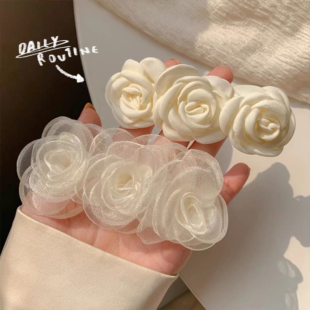 Camellia Duckbill Clip ~ New Summer Flower Top Clip on the Back of the Head, Half-Tied Hair Headdress, Simple Niche Hair Accessories