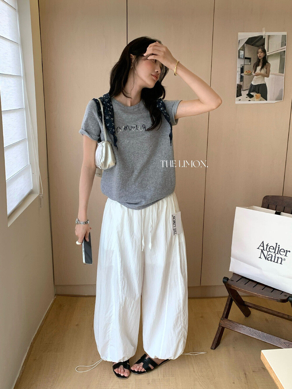 Quần culottes nữ ống rộng cạp cao rút dây, phong cách thể thao, mùa hè 2026 — Xanh lá cây nhạtcolor, xám đậm, màu đen, màu trắng chi tiết 26