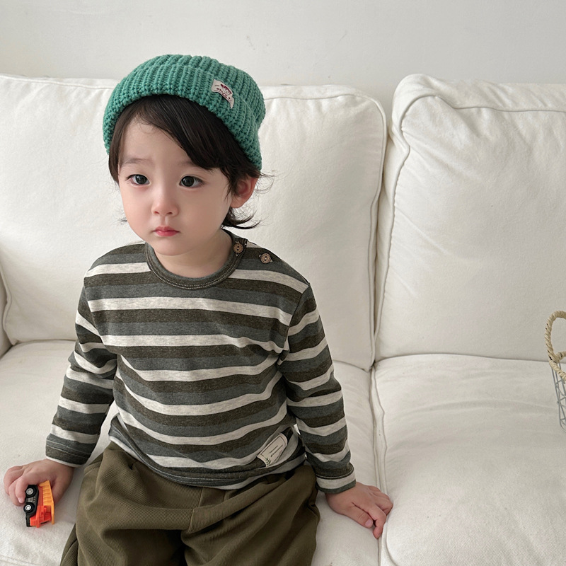 (Fuerte empuje sólo necesita base T) de los niños de otoño e invierno de algodón puro suave glutinoso piel amigable base camiseta niños y niñas de manga larga Camiseta