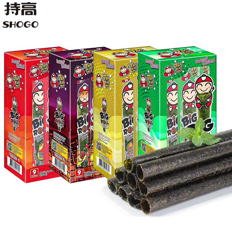 泰国进口TaoKaeNoi老板仔海苔卷27g香脆烤海苔即食紫菜儿童小零食