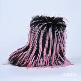 欧美跨境辣妹流行毛毛短筒棉靴女外贸冬季保暖大码厚底雪地靴wish