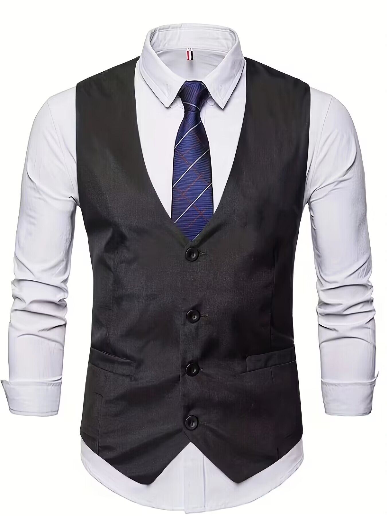Traje europeo chaleco para hombres delgado ocio negocios guapo traje de hombro chaleco de mejor hombre moda británica